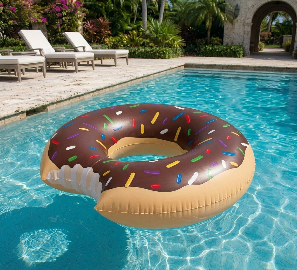 FLOWT Frosted Chocolate Donut Inflatable Pool Float