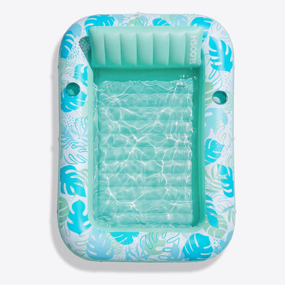 SLOOSH Inflatable Tanning Pool Lounger Float, Cyan White L, 70" x 46"